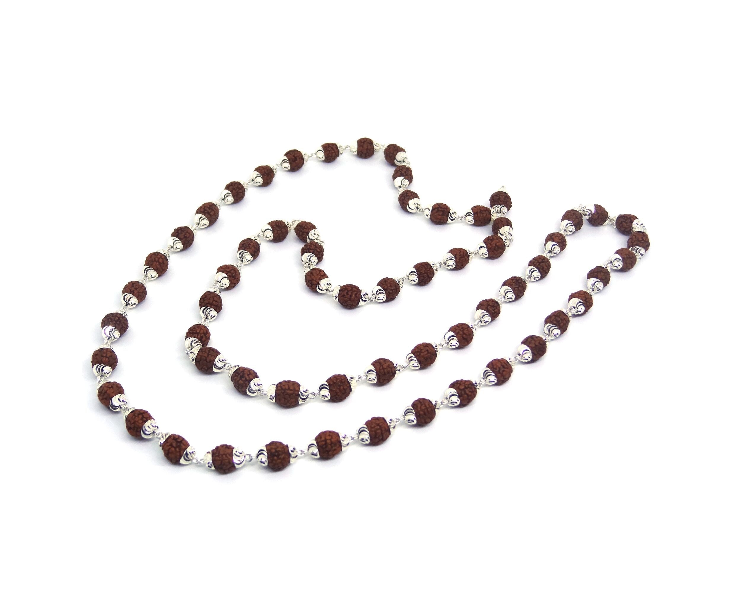 5 Mukhi Rudraksha Mala In Silver