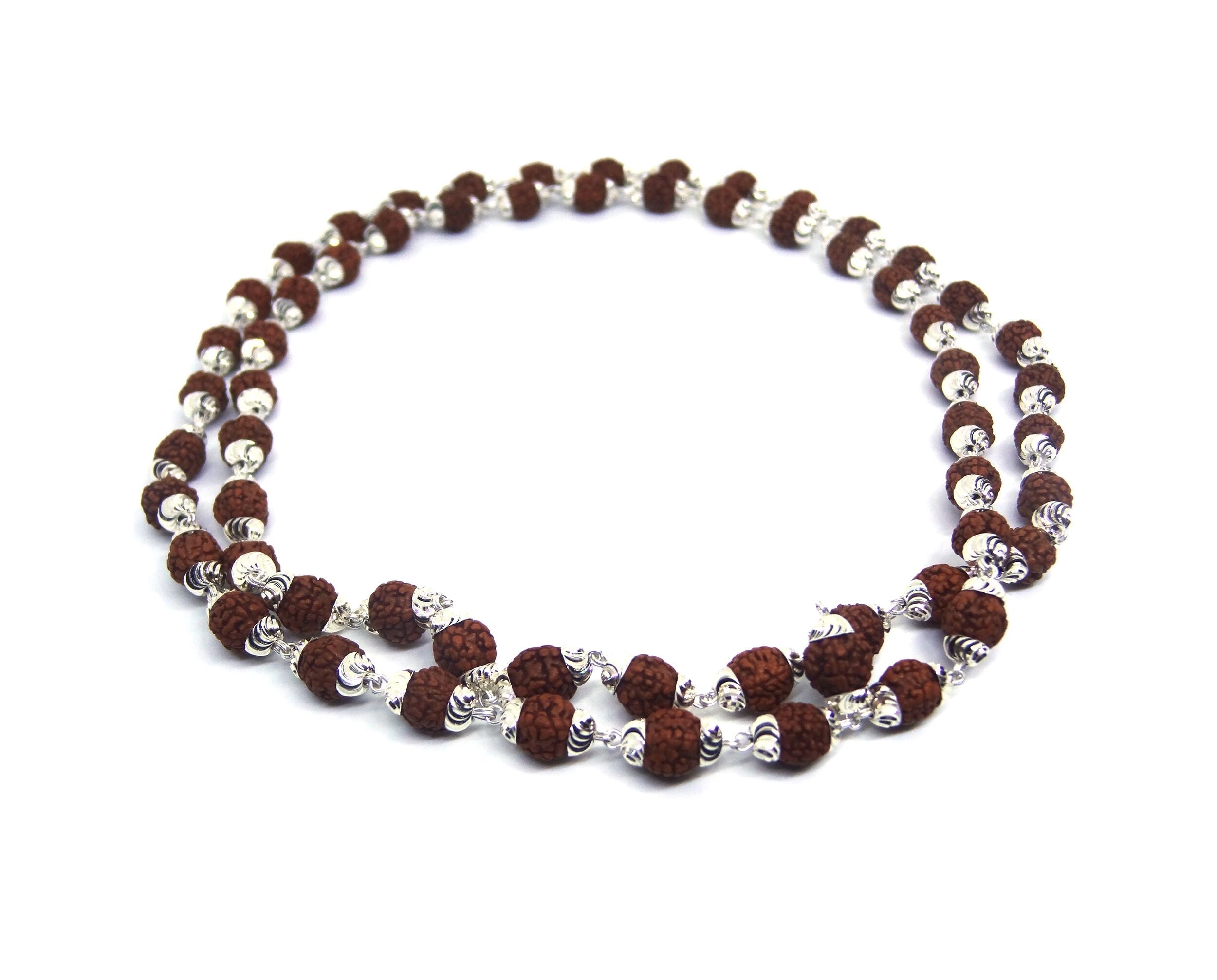 5 Mukhi Rudraksha Mala In Silver