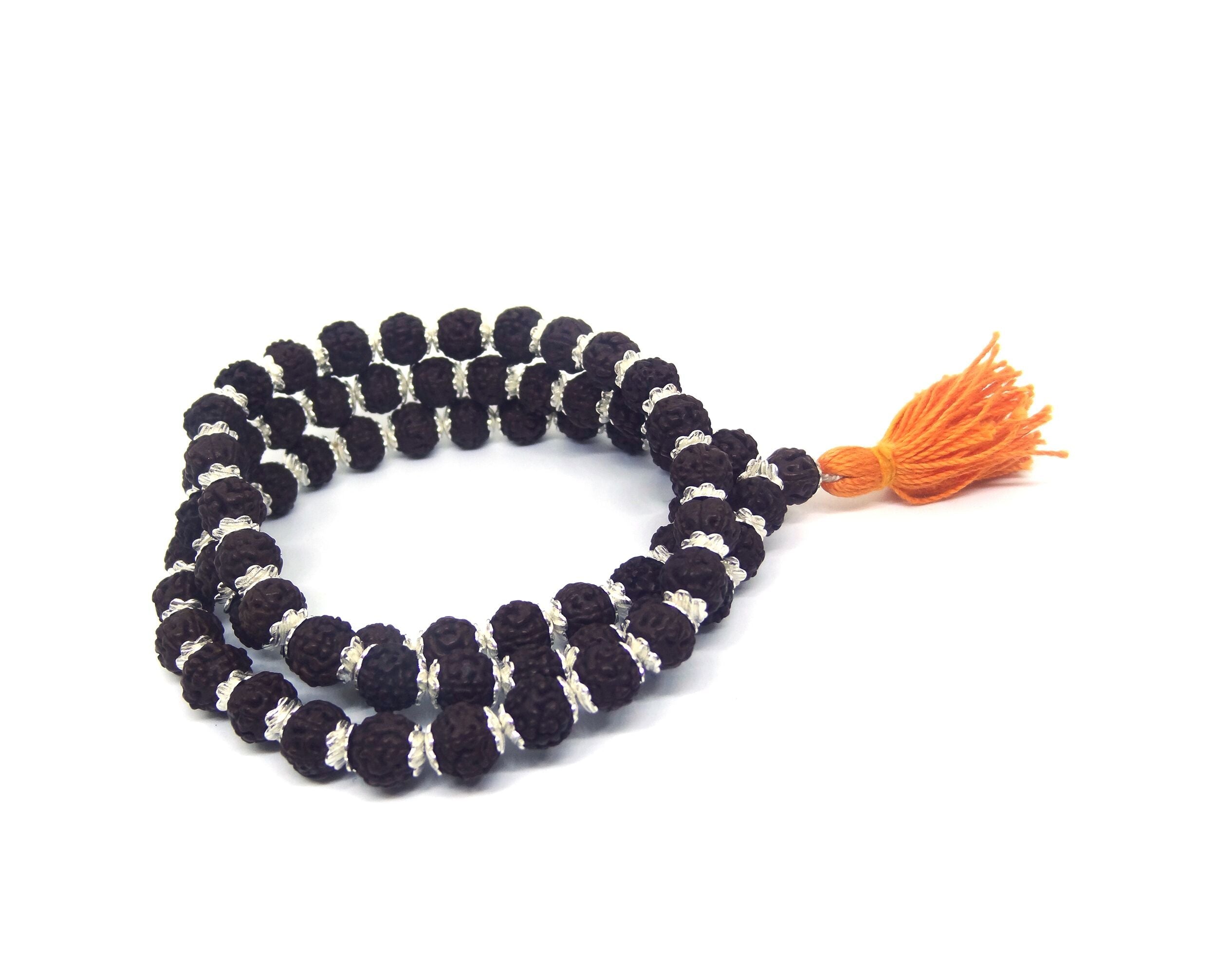 Rudraksha Mala 72 +1 Beads in Silver Caps